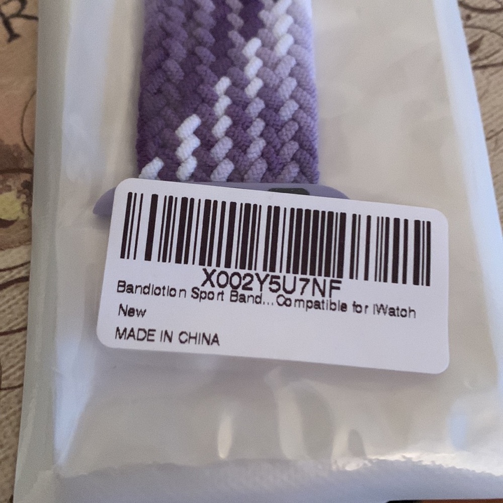 Qiengo Stretch Braided Watch Band (Purple & White) 💖 - Picture 5 of 7